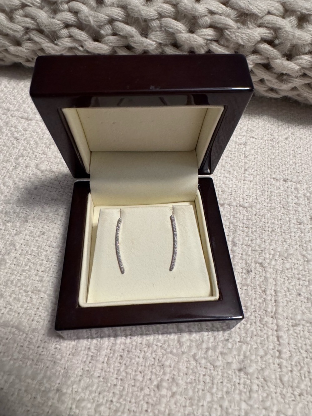 14kt White Gold Pavé Curved Ear Climbers w/ Natural Diamonds